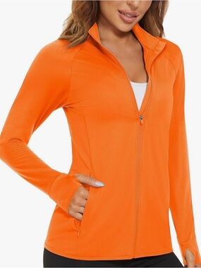 Women’s UPF50 Lightweight Zip Up Athletic Jacket - Moisture Wick, Zipper Pocket